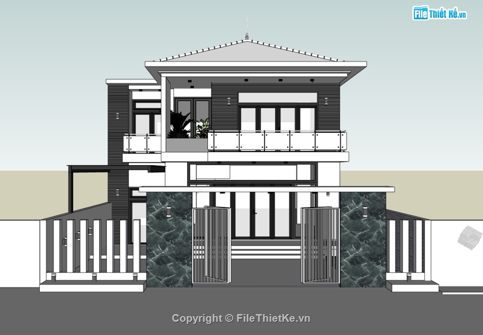 biệt thự 2 tầng,Thiết kế biệt thự,biệt thự hiện đại,biệt thự 2 tầng sketchup