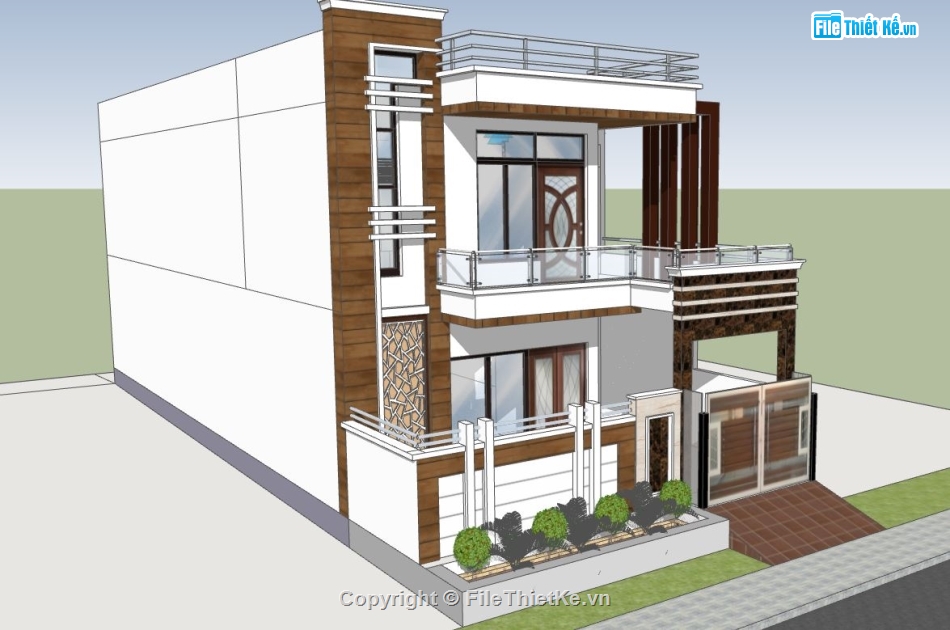 biệt thự hiện đại,biệt thự 2 tầng,biệt thự sketchup,sketchup biệt thự 2 tầng hiện đại