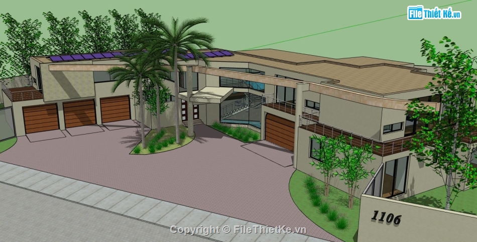 biệt thự sketchup,model su biệt thự 2 tầng,sketchup biệt thự 2 tầng