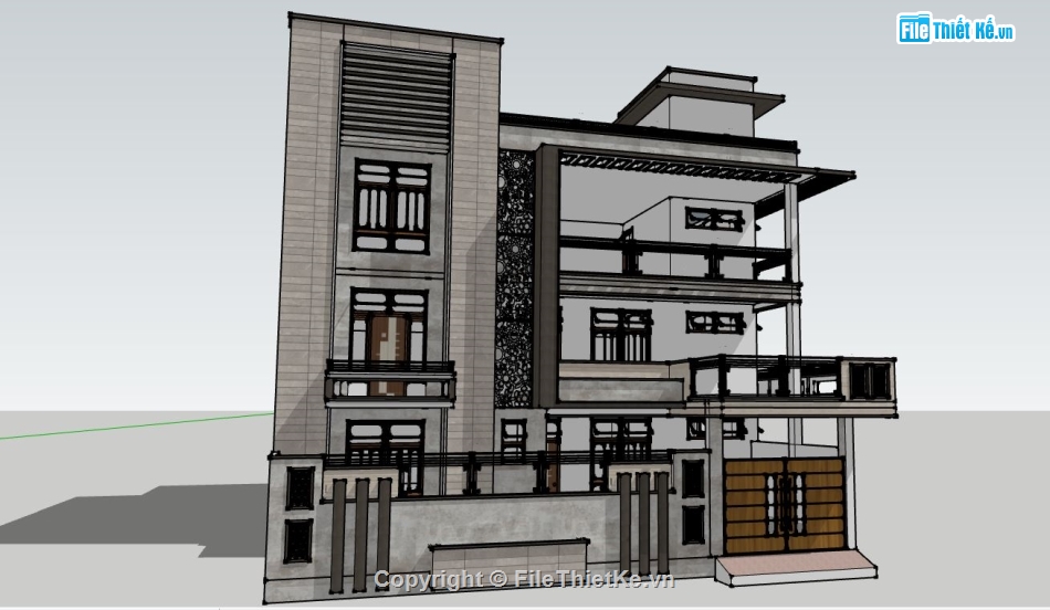 file su biệt thự,model su biệt thự,sketchup biệt thự