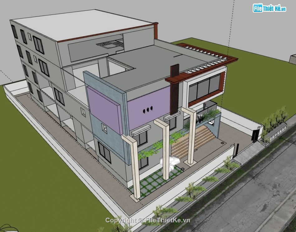 Biệt thự 3 tầng,Biệt thự 3 tầng file sketchup,file su biệt thự 3 tầng,biệt thự 3 tầng sketchup,sketchup biệt thự 3 tầng