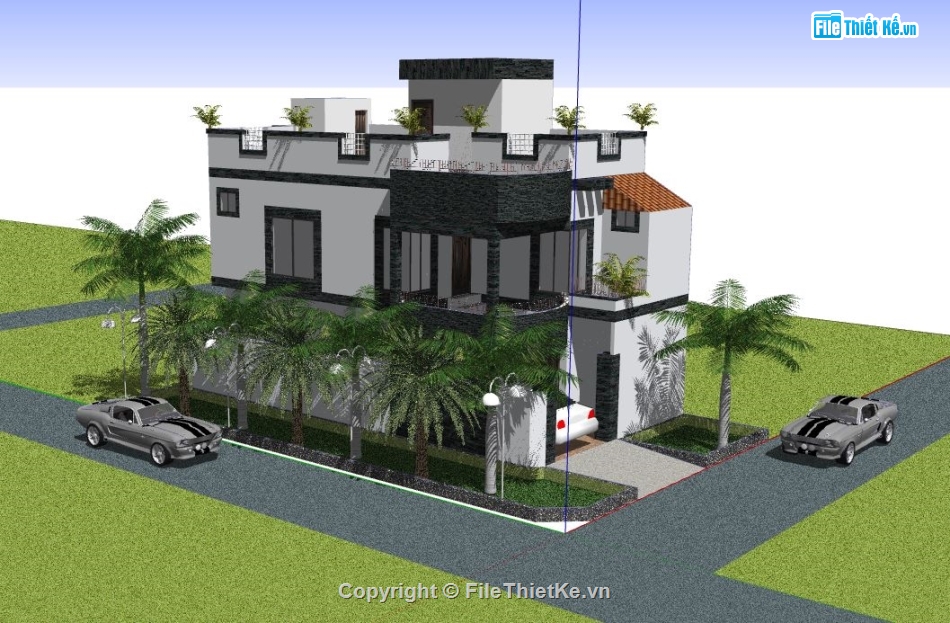 file su biệt thự,model su biệt thự,sketchup biệt thự