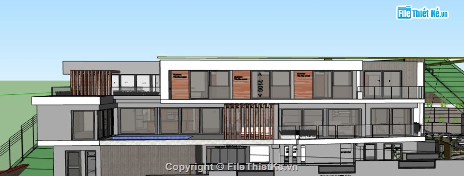 file su biệt thự,mode su biệt thự 3 tầng,sketchup biệt thự