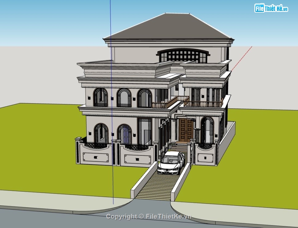 biệt thự  3 tầng,biệt thự 3 tầng,biệt thự 3 tầng đẹp,sketchup biệt thự 3 tầng