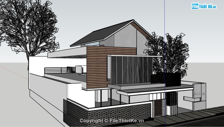 biệt thự  3 tầng,Thiết kế biệt thự,file su biệt thự,sketchup biệt thự