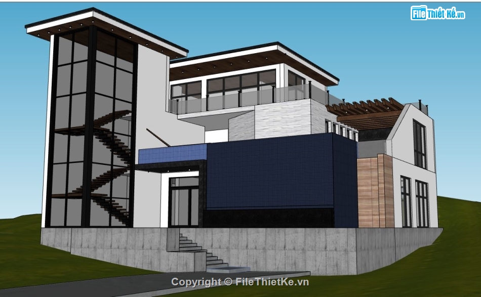 biệt thự hiện đại 3 tầng,file sketchup biệt thự,biệt thự 3 tầng hiện đại,file su biệt thự 3 tầng