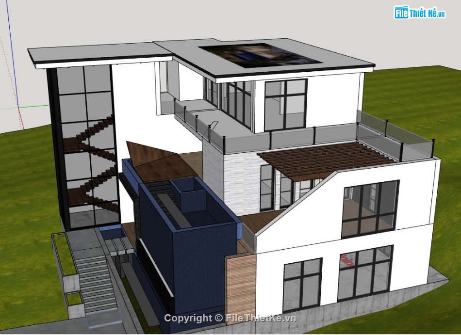 biệt thự hiện đại 3 tầng,file sketchup biệt thự,biệt thự 3 tầng hiện đại,file su biệt thự 3 tầng