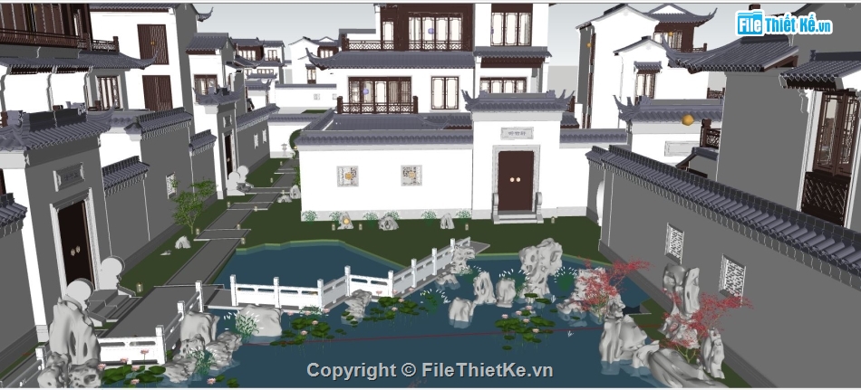 file su biệt thự,sketchup biệt thự,mẫu biệt thự 3 tầng su