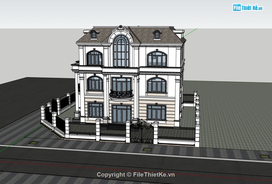 biệt thự 3 tầng,model sketchup biệt thự 3 tầng,model biệt thự 3 tầng