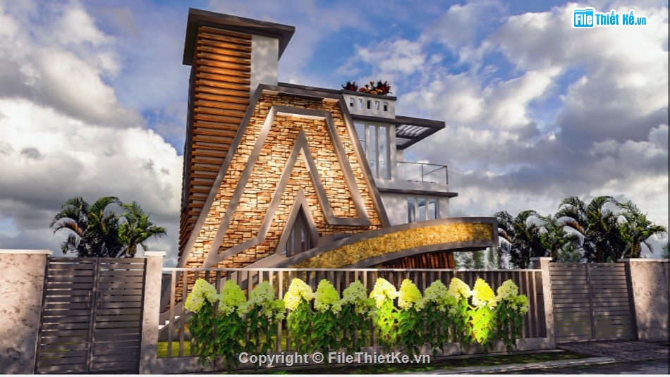 biệt thự sketchup,file 3d sketchup,sketchup biệt thự,Thiết kế biệt thự