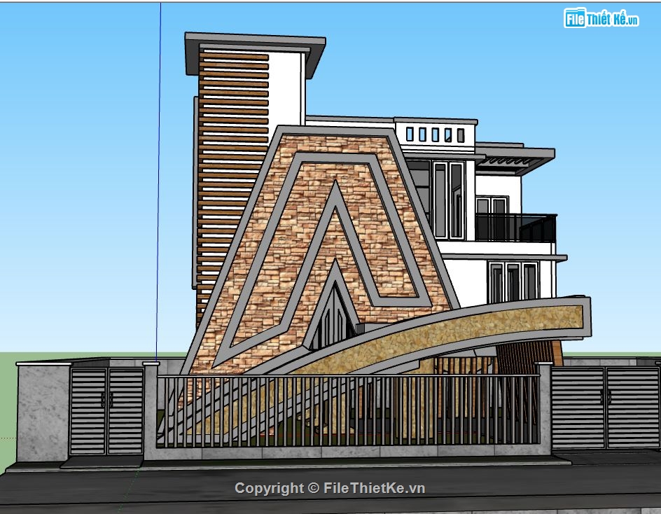 biệt thự sketchup,file 3d sketchup,sketchup biệt thự,Thiết kế biệt thự