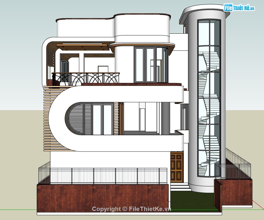 biệt thự hiện đại,biệt thự 4 tầng,sketchup biệt thự,Thiết kế biệt thự