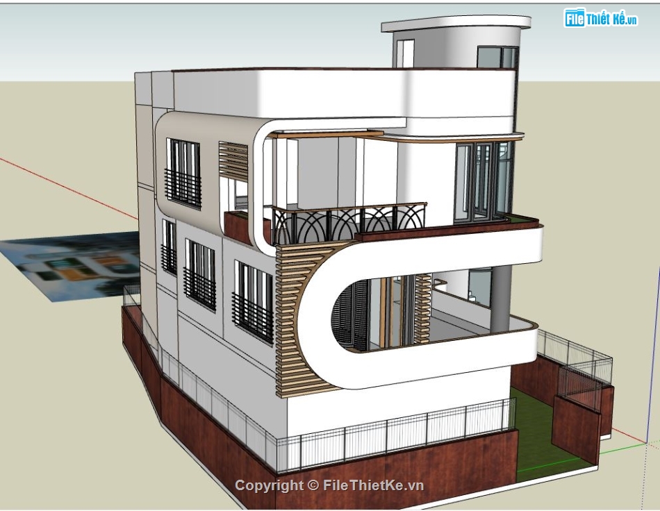 biệt thự hiện đại,biệt thự 4 tầng,sketchup biệt thự,Thiết kế biệt thự