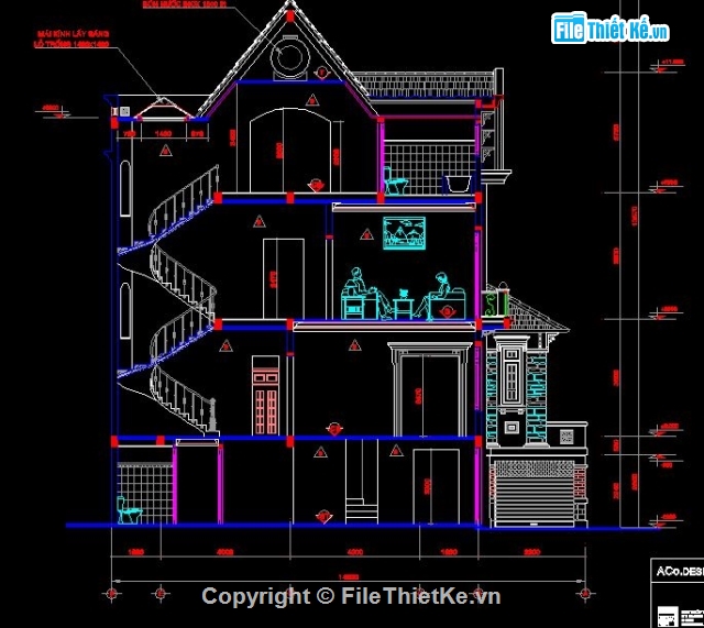 Biệt thự 2 tầng rưỡi,biệt thự 11.3x13.2m,biệt thự hiện đại