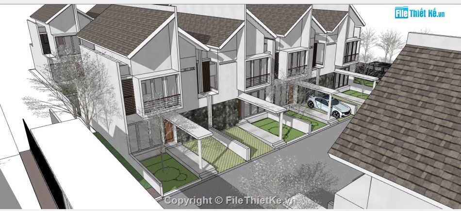 su biệt thự liền kề,file sketchup biệt thự liền kề,model sketchup biệt thự liền kề