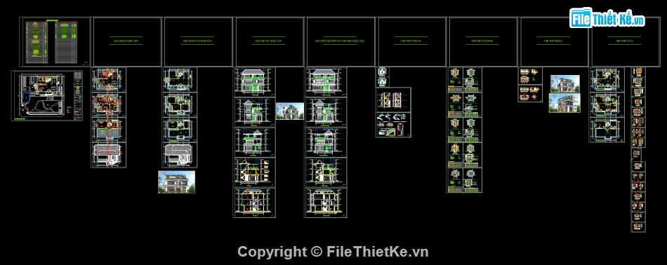 Thiết kế biệt thự,biệt thự 3 tầng,bản vẽ biệt thự 3 tầng,file cad biệt thự 3 tầng