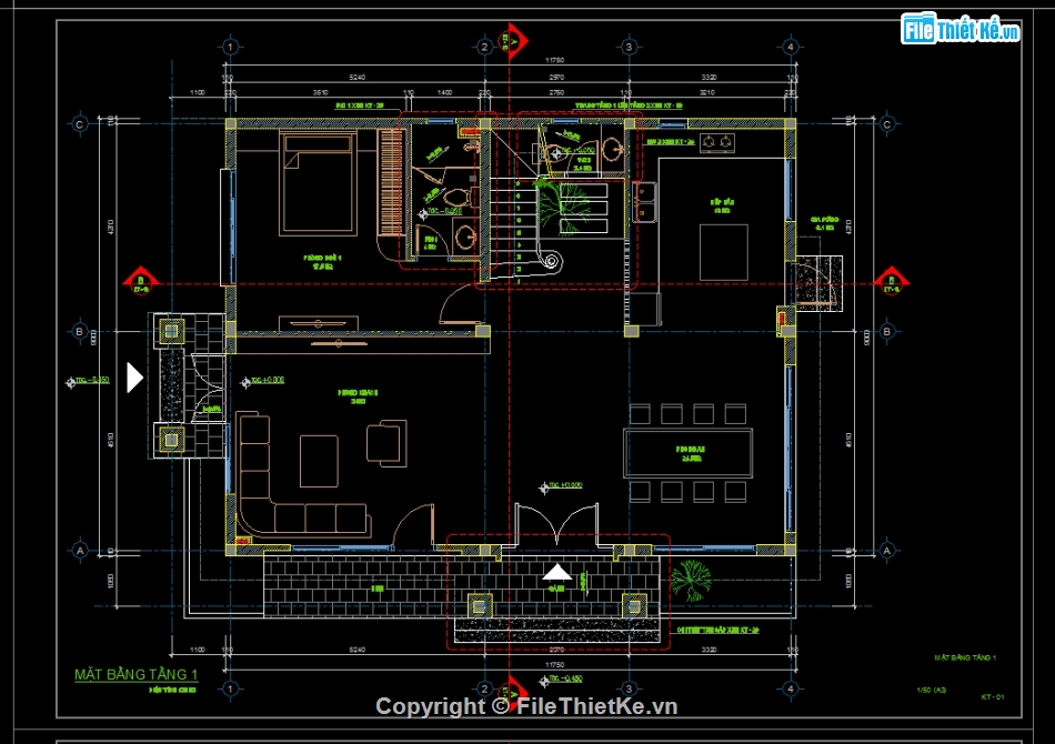 Thiết kế biệt thự,biệt thự 3 tầng,bản vẽ biệt thự 3 tầng,file cad biệt thự 3 tầng