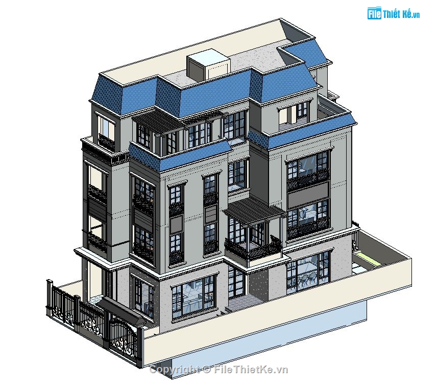 Biệt thự,Biệt thự cổ điển,Biệt thự Tân cổ Pháp,công trình revit