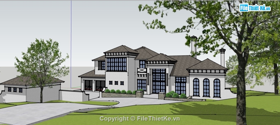 biệt thự vườn,su biệt thự vườn,file thiết kế biệt thự vườn,sketchup biệt thự vườn
