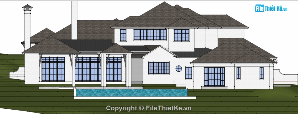 biệt thự vườn,su biệt thự vườn,file thiết kế biệt thự vườn,sketchup biệt thự vườn