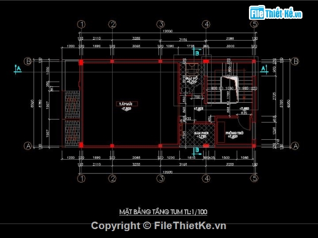 Thiết kế nhà phố,nhà phố 2 tâng,Bản vẽ nhà phố,nhà phố kích thước 6x12m