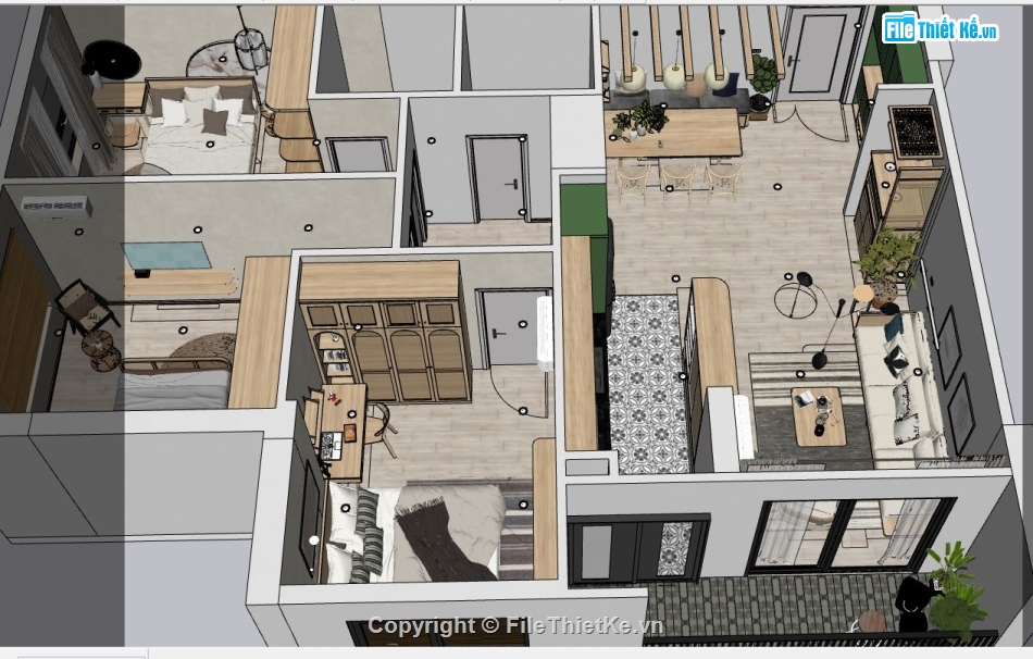 model su căn hộ,su căn hộ cao cấp,file sketchup căn hộ
