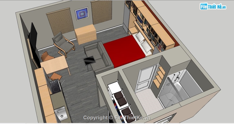 file su căn hộ,su căn hộ,file sketchup căn hộ