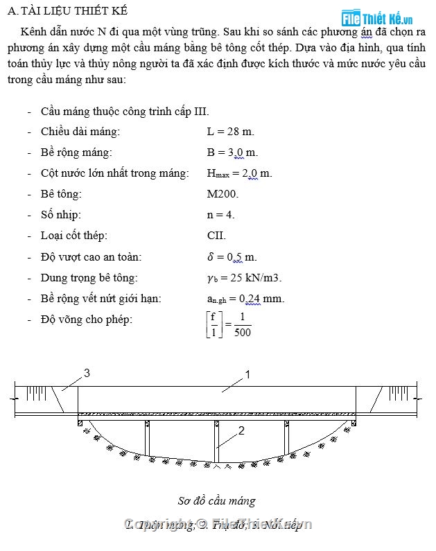 Đồ án môn học,Đại học Thủy Lợi,đồ án bê tông cốt thép,thiết kế cầu máng,ngành kỹ thuật công trình thủy