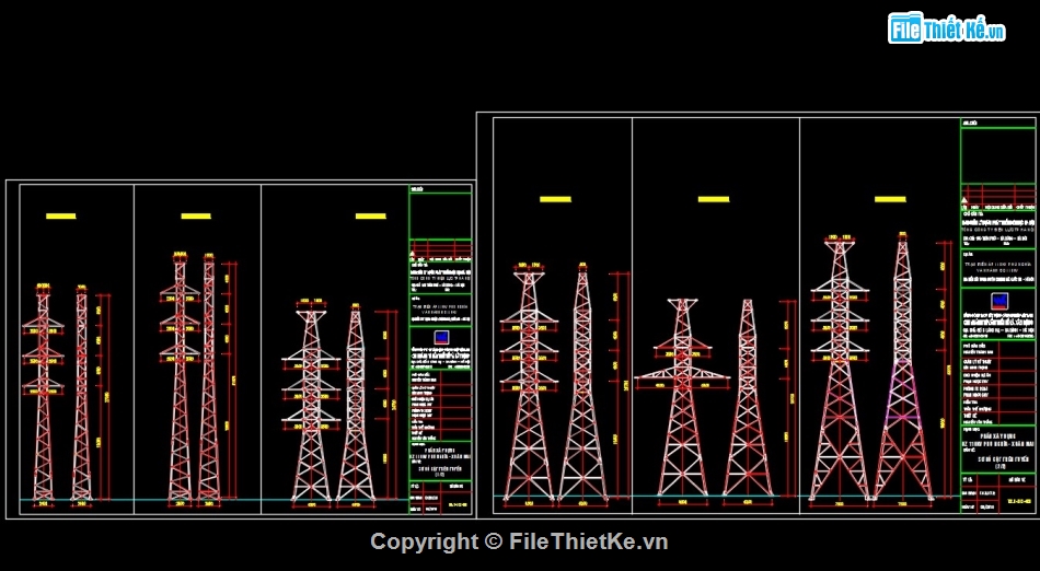 bản vẽ thiết kế đường dây 110kV,bản vẽ CAD đường dây 110kV,bản vẽ đường dây 110V