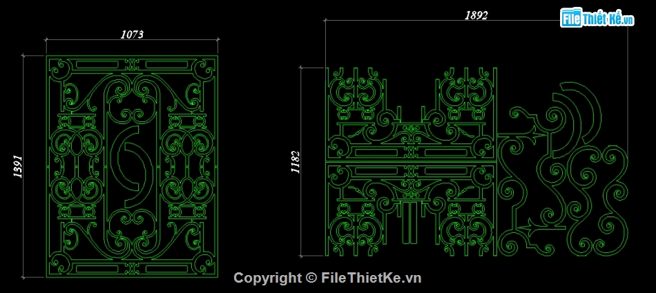 bản vẽ thiết kế cửa cổng,File cad cổng cnc,Autocad cổng cnc đẹp,Mẫu cổng cnc đẹp,Cổng biệt thự 2 cánh cnc