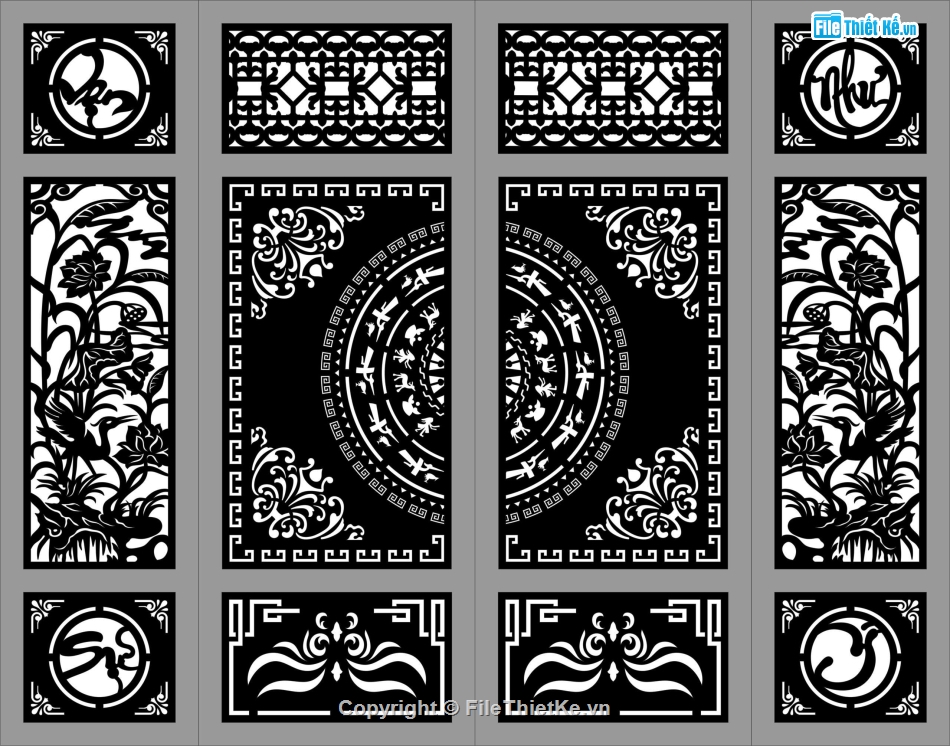 vạn sự như ý,cổng 4 cánh cnc,cổng cnc vạn sự như ý