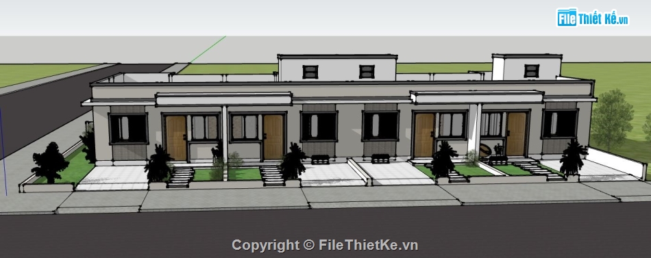 nhà 1 tầng,nhà ở 1 tầng,sketchup nhà 1 tầng