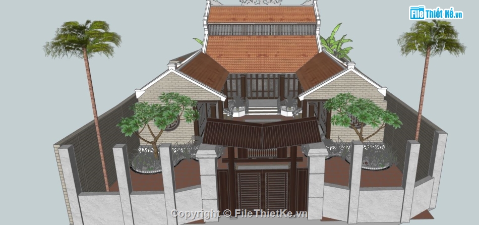 Thiết kế đền thờ,đền thờ sketchup,thiết kế đề thờ,sketchup đền thờ