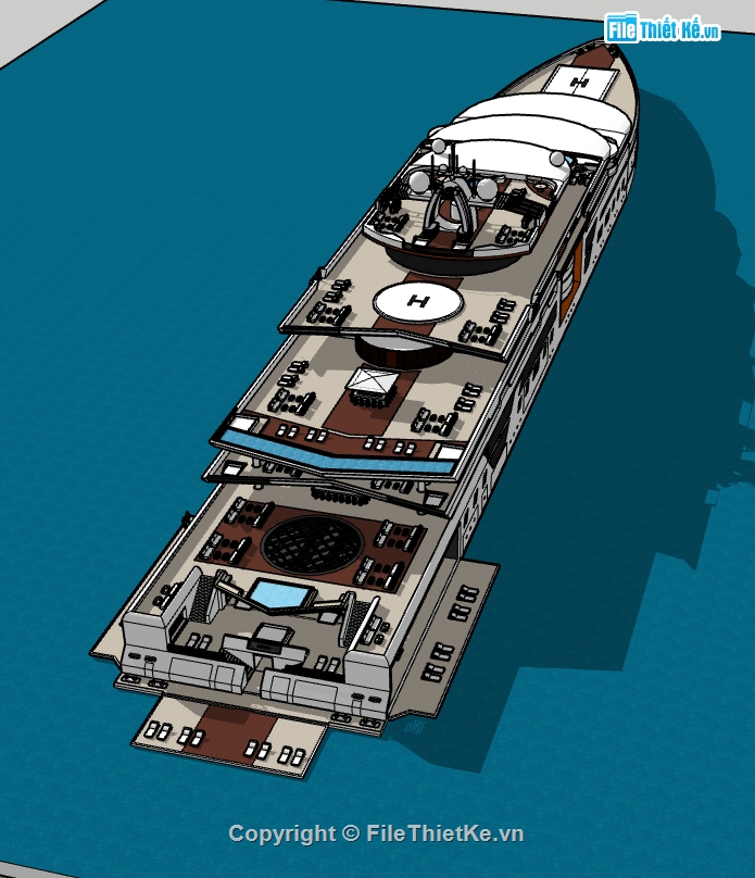 3d su thiết kế du thuyền,du thuyền dựng sketchup,file sketchup thiết kế du thuyền