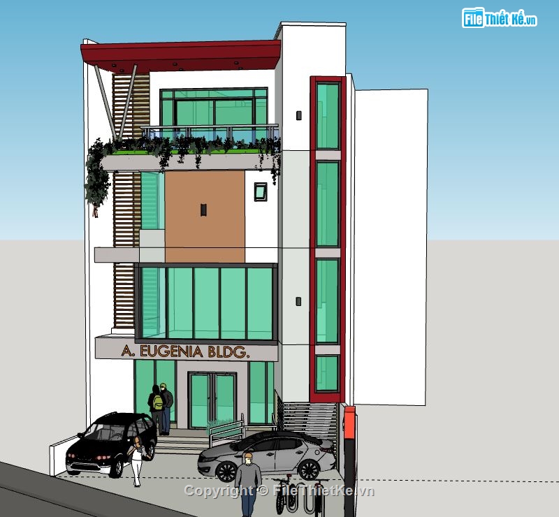 Nhà phố 4 tầng,nhà phố 4 tầng sketchup,model su nhà phố 4 tầng,file su nhà phố 4 tầng,nhà phố 4 tầng file su