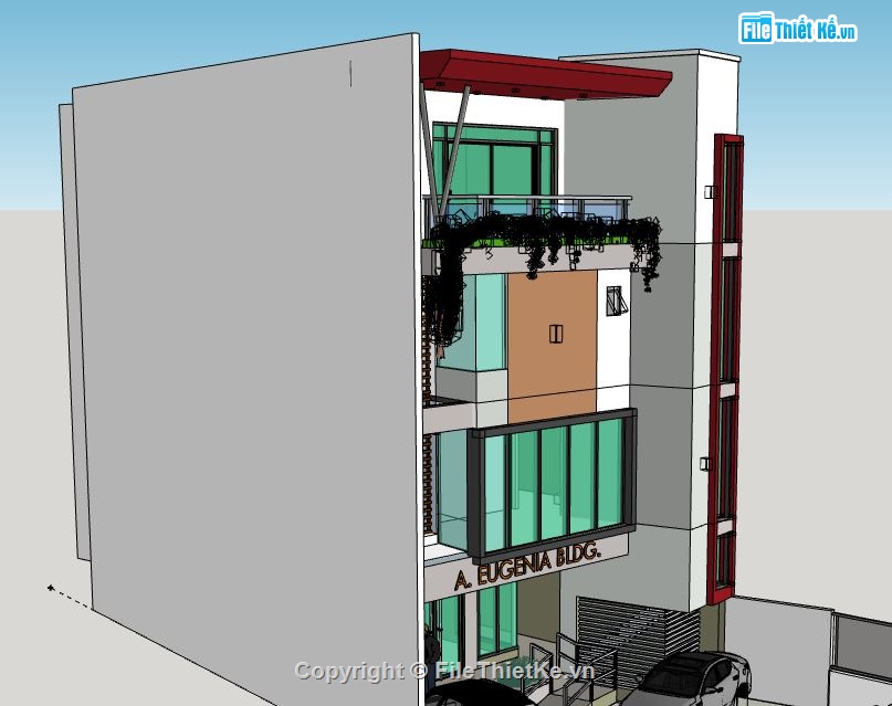 Nhà phố 4 tầng,nhà phố 4 tầng sketchup,model su nhà phố 4 tầng,file su nhà phố 4 tầng,nhà phố 4 tầng file su