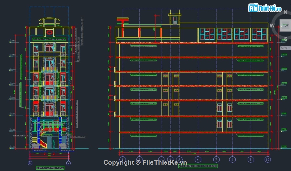 khách sạn,thiết kế khách sạn,cad khách sạn 7 tầng