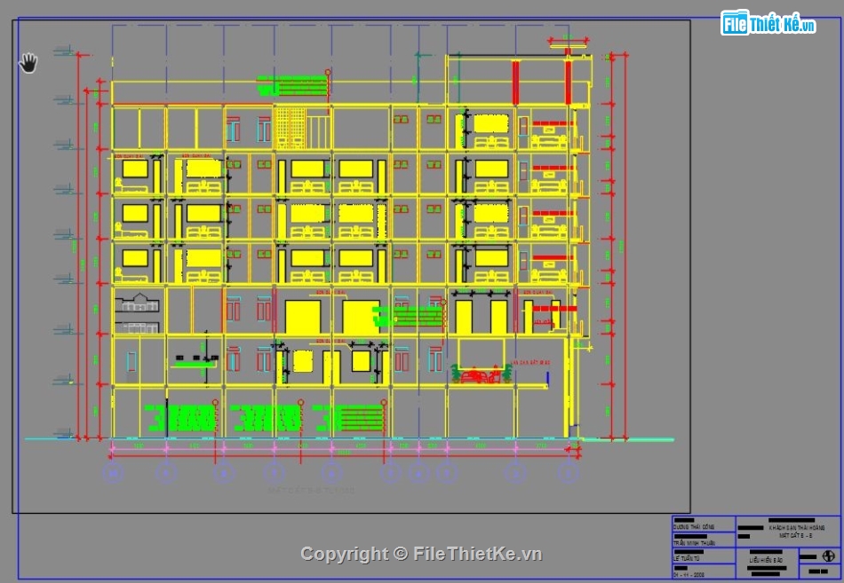 khách sạn,thiết kế khách sạn,cad khách sạn 7 tầng