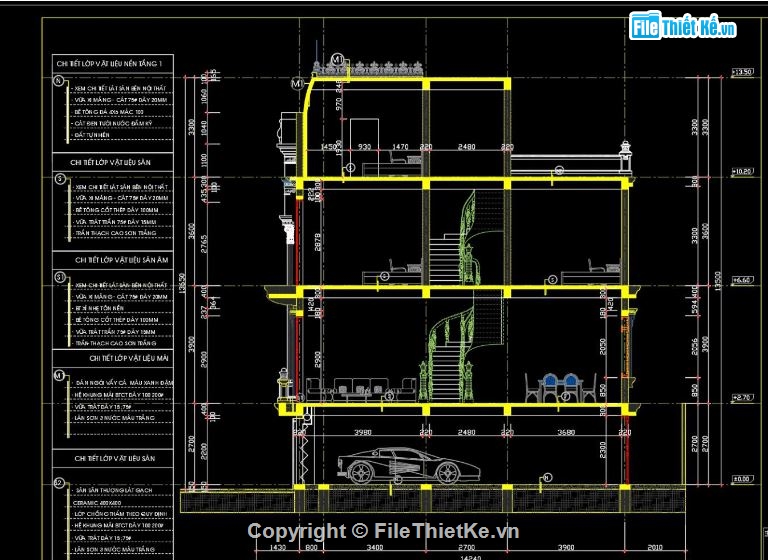 Mặt cắt lâu đài 3 tầng,file cad mặt cắt lâu đài,lâu đài 3 tầng file cad,bản vẽ mặt cắt lâu đài