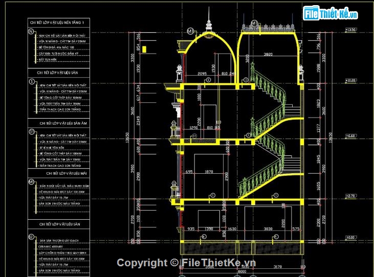 Mặt cắt lâu đài 3 tầng,file cad mặt cắt lâu đài,lâu đài 3 tầng file cad,bản vẽ mặt cắt lâu đài