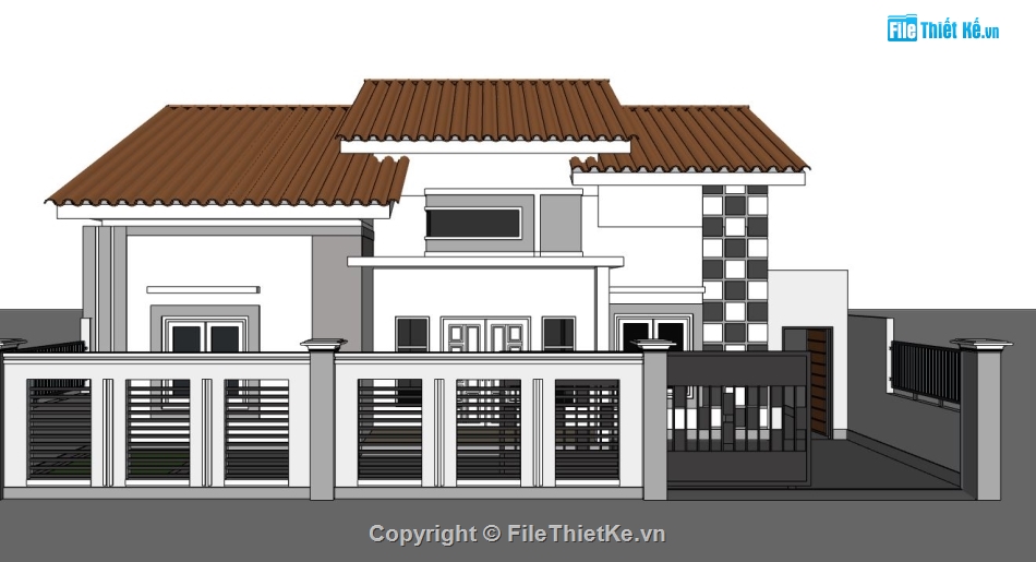 su biệt thự 1 tầng,sketchup biệt thự 1 tầng,model su biệt thự 1 tầng