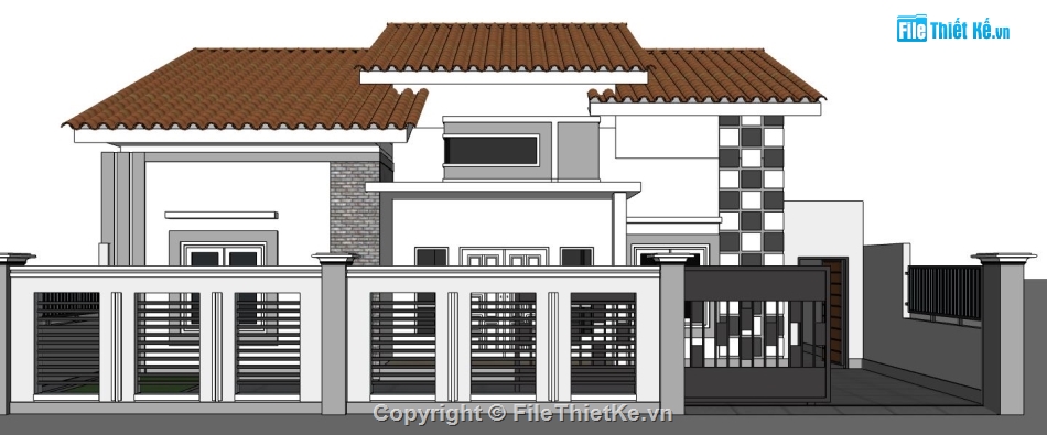 su biệt thự 1 tầng,sketchup biệt thự 1 tầng,model su biệt thự 1 tầng