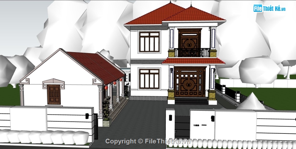 file su biệt thự,sketchup biệt thự,model su biệt thự 2 tầng