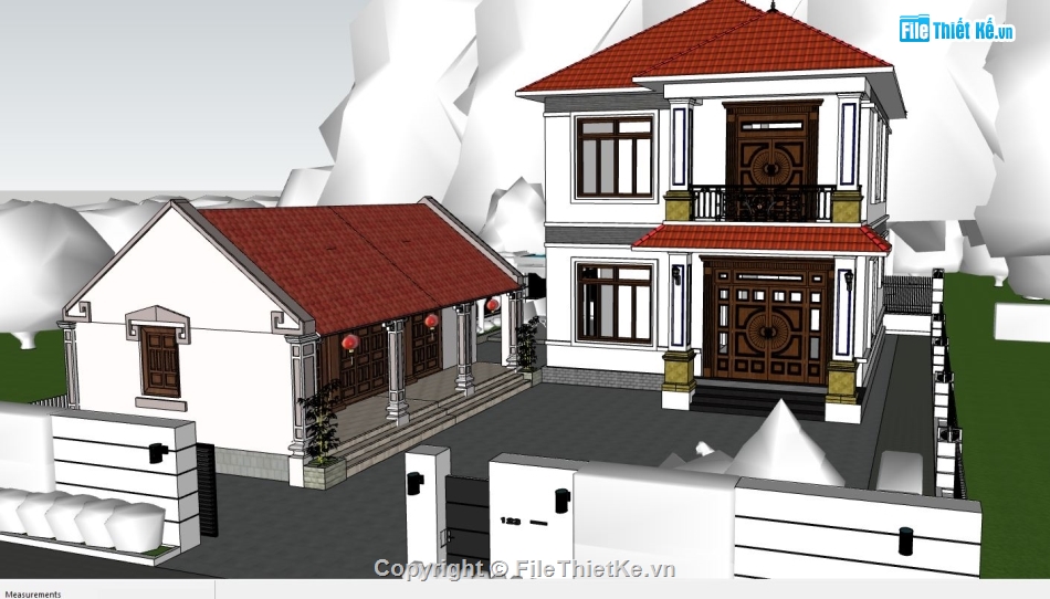 file su biệt thự,sketchup biệt thự,model su biệt thự 2 tầng