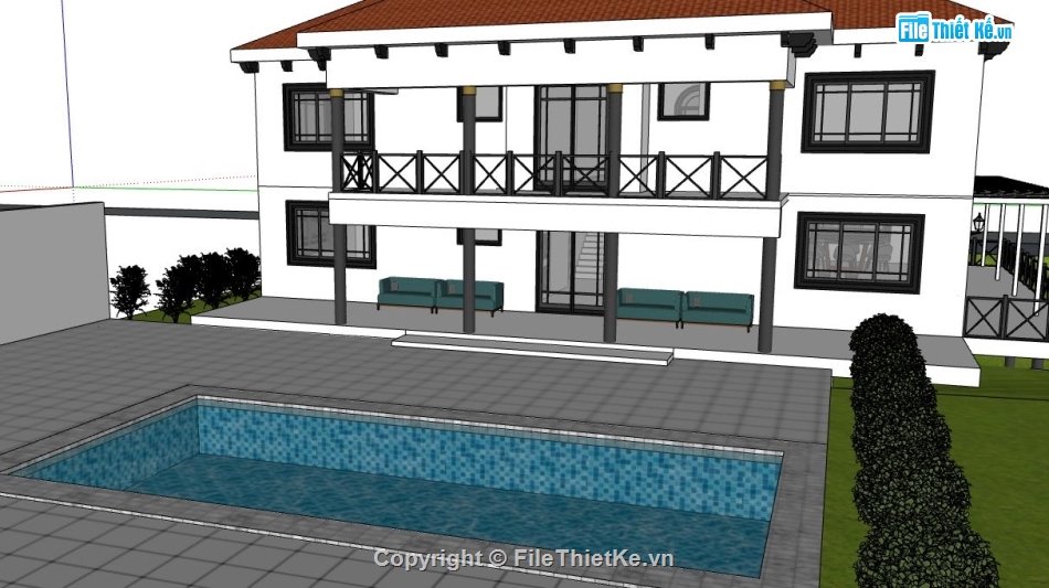 mẫu biệt thự sketchup,file su biệt thự,file sketchup biệt thự