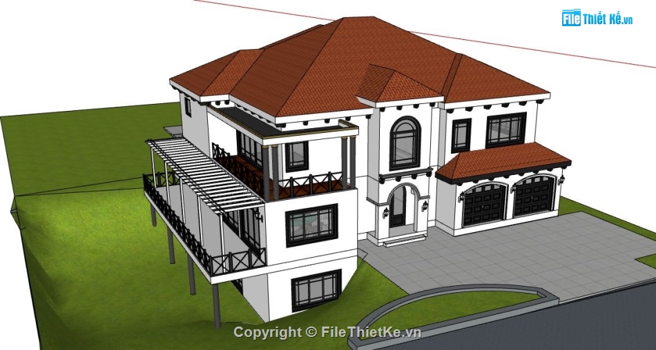 mẫu biệt thự sketchup,file su biệt thự,file sketchup biệt thự