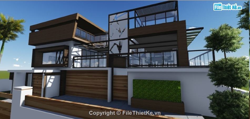 biệt thự hiện đại,biệt thự 2 tầng,sketchup biệt thự,biệt thự 2 tầng su