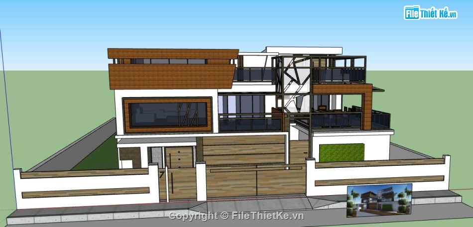 biệt thự hiện đại,biệt thự 2 tầng,sketchup biệt thự,biệt thự 2 tầng su