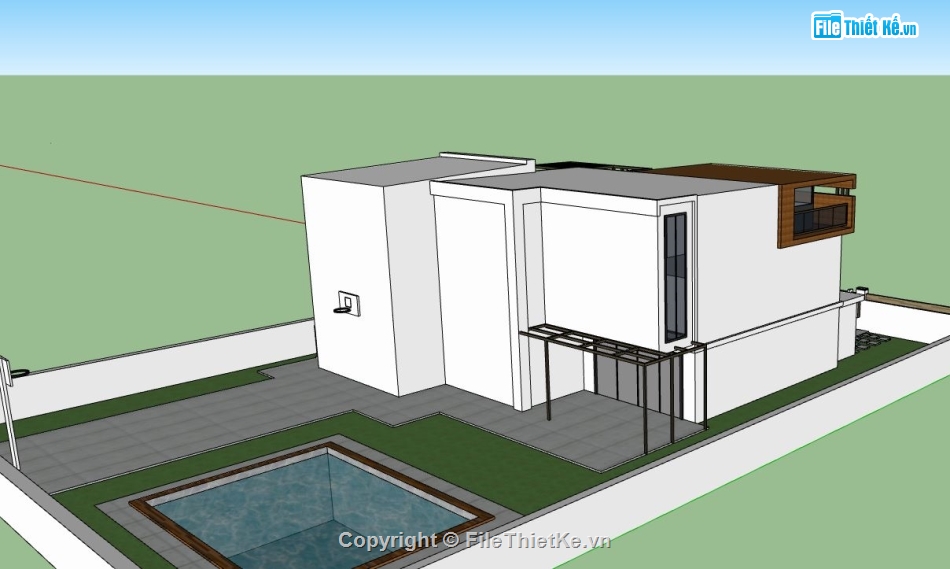 biệt thự hiện đại,biệt thự 2 tầng,sketchup biệt thự,biệt thự 2 tầng su