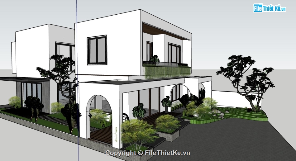 Thiết kế biệt thự,biệt thự hiện đại,biệt thự 2 tầng,mẫu biệt thự sketchup,mẫu biệt thự 2 tầng